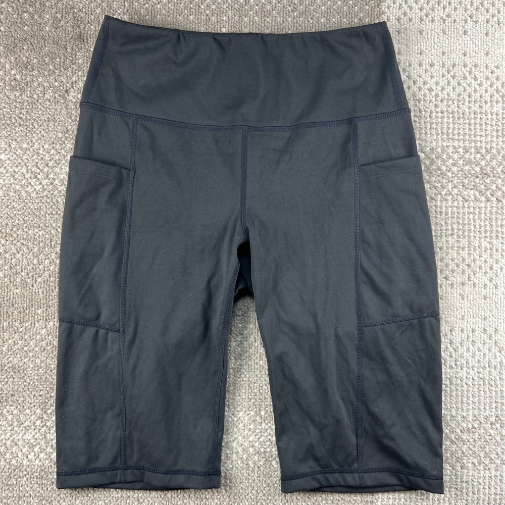 Lululemon Invigorate High Rise Biker Shorts Black Side Pockets 10 Inch Inseam